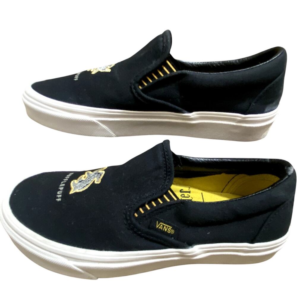 Vans x Harry Potter Hufflepuff Slip-On Black Yellow Sneakers Men 5.5 Women 7